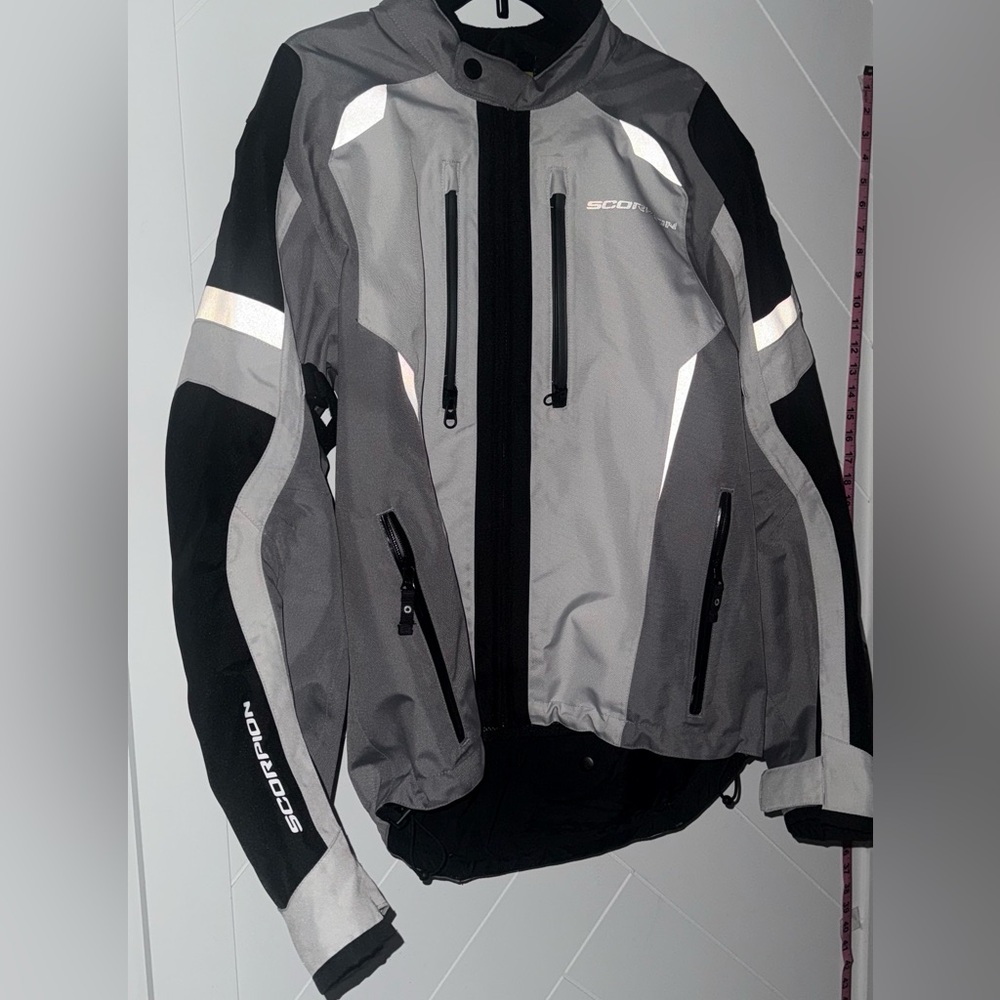 Scorpion Exo Optima Men's Waterproof Armored Riding Motorcycle Jacket Gray Large - Picture 2 of 15